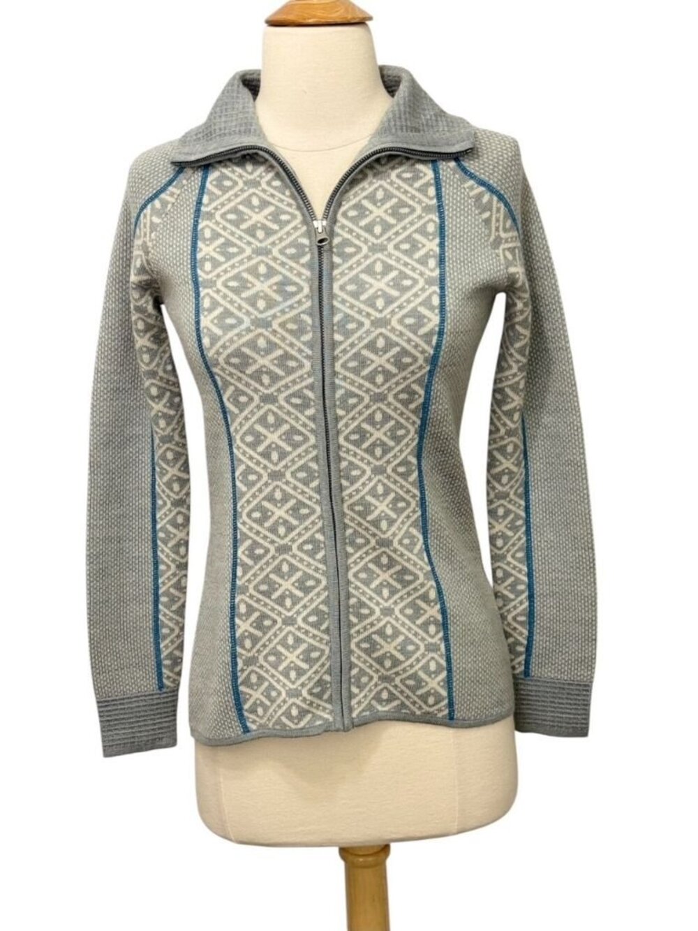 Smartwool Women's Full Zip Wool Sweater Jacket Gray Blue Merino Wool Size XS - Picture 11 of 11
